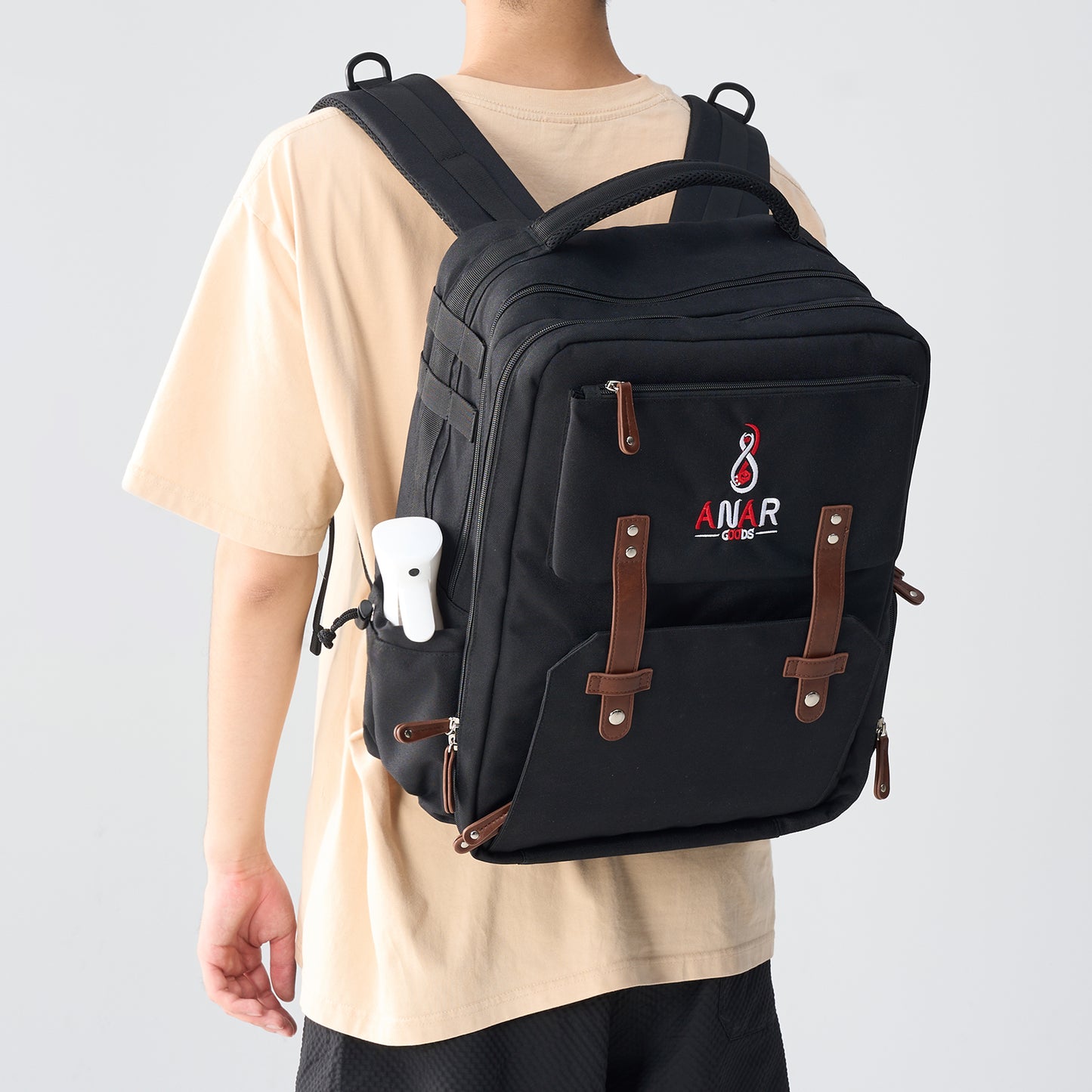 ANAR Barber (Hairstylist) Tools Backpack | Large Capacity | Leather & Polyester | Holds Hair Dryer & Curling Iron | PC Compartment | Travel-Friendly | Clean Packing | Pack of 1