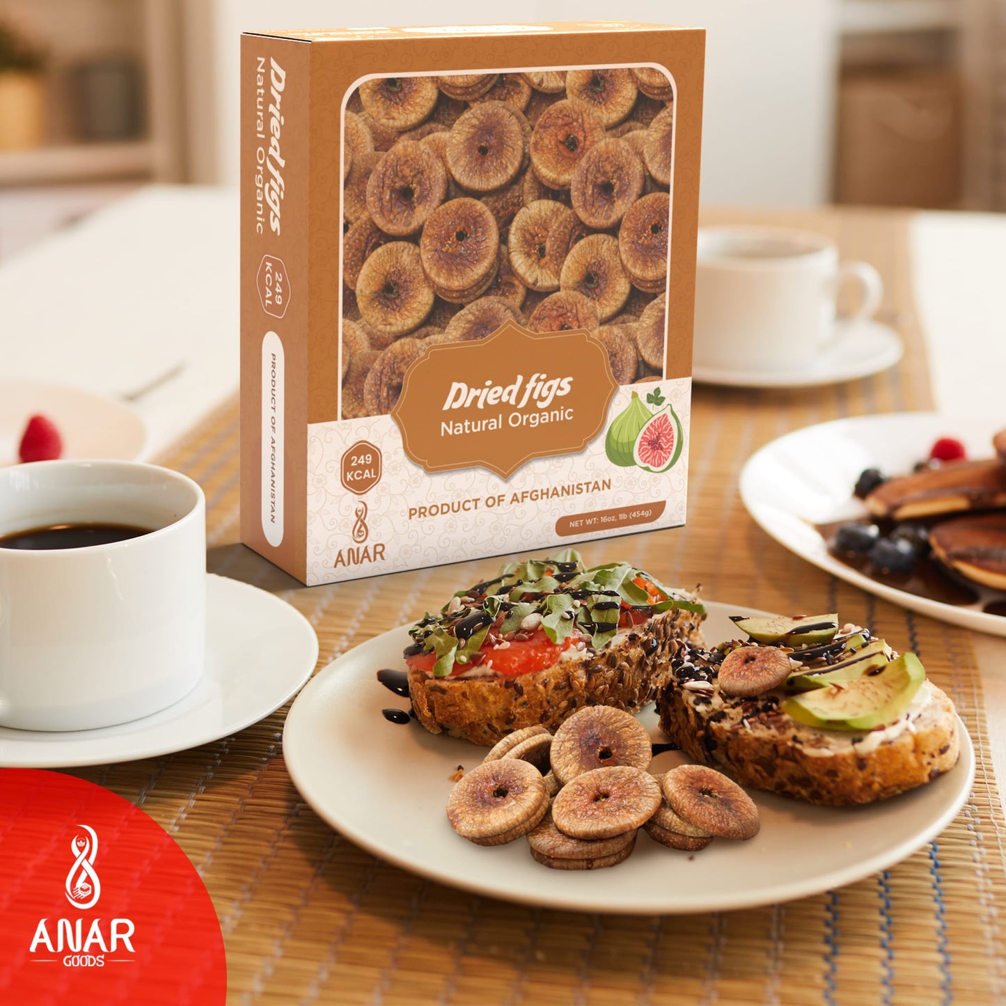 ANAR Dried Figs 16oz (454g) | No Added Sugar | Premium Afghani Anjeer | Vacuumed Packed | Organic, Pure & Natural | Whole Circular & Sweet | Best for Snacking, Mixing, Cookies, Oatmeal, Milk & More | From Afghanistan | Pack of 1