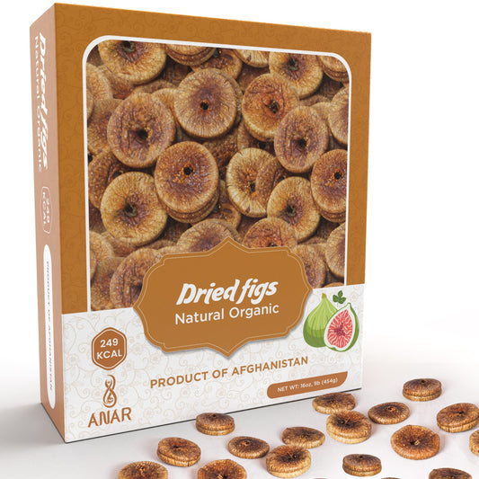 ANAR Dried Figs 16oz (454g) | No Added Sugar | Premium Afghani Anjeer | Vacuumed Packed | Organic, Pure & Natural | Whole Circular & Sweet | Best for Snacking, Mixing, Cookies, Oatmeal, Milk & More | From Afghanistan | Pack of 1