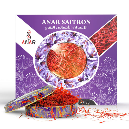 ANAR Saffron | 4g Premium Quality | Long Red Threads | Super Negin-Grade1 | Grown in Herat, Afghanistan | Freshly Harvested | Hand-picked Spice | Best for tea, milk, cheese, and meal | Pack of 1