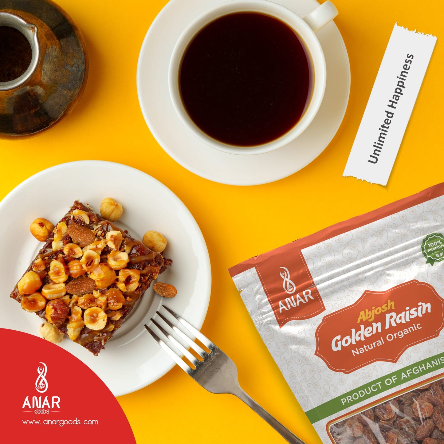 ANAR Abjosh 32oz (907g) | Golden Raisin/Munnaka | آبجوشي | Organic, Pure & Natural | Sweet & Unsulfured | No Additives | Best For Snacking, Mixing, Cooking, Oatmeal, & More | Resealable Stand-Alone Bag | From Afghanistan | Pack off 1