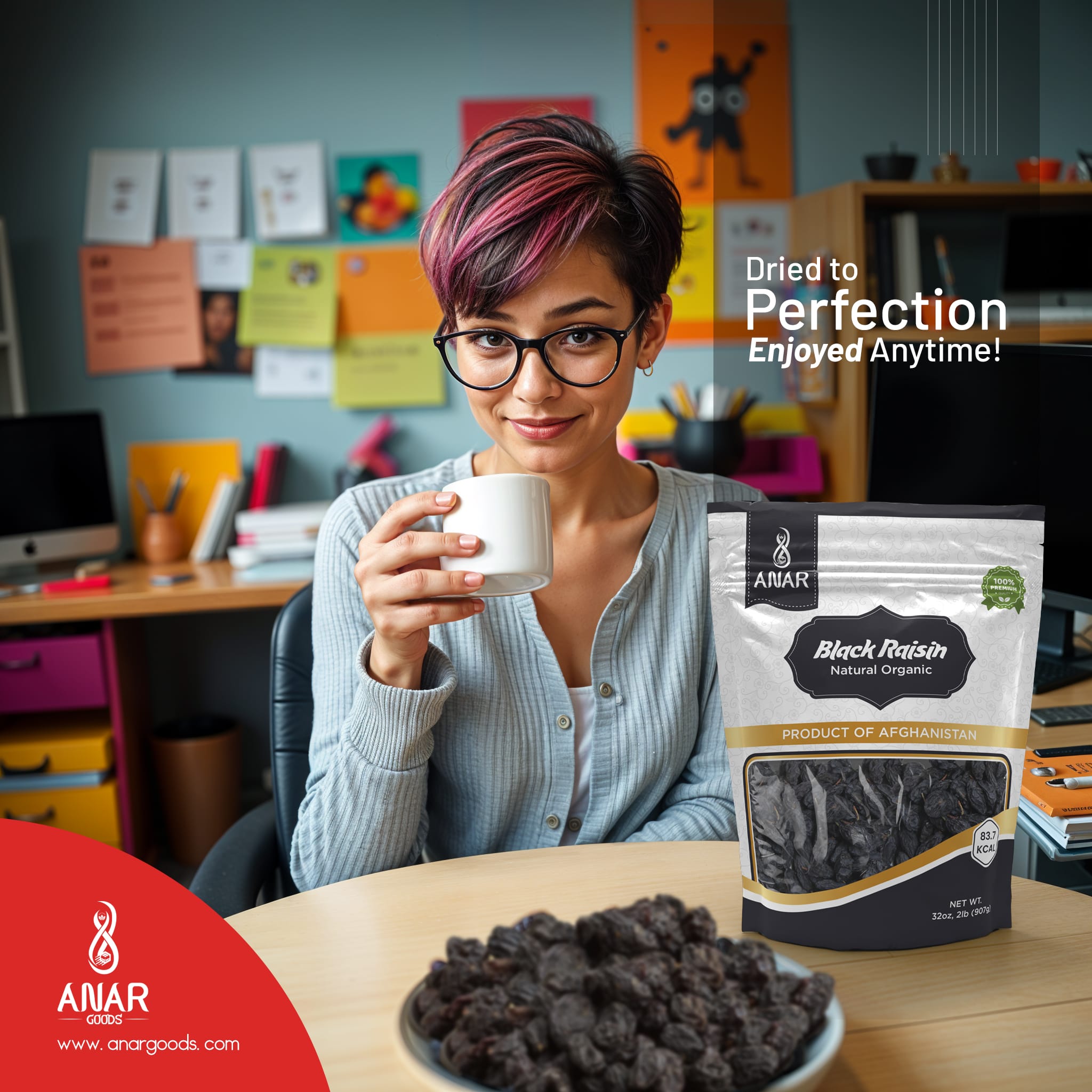 ANAR Black Raisin 32oz (907g) | 100% Natural & Seedless | Kishmish کشمش سياه | Sweet & Unsulfured | Best for Cooking, Snacking & Cookies | Resealable bag | Grown in Afghanistan | Pack of 1 (Large) - Image 2